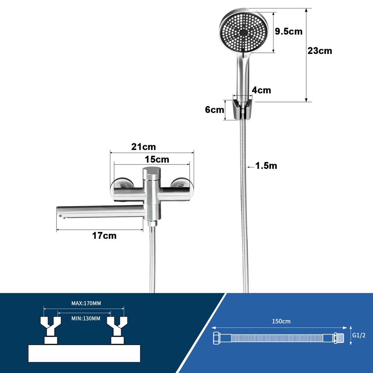 BRAUSESET Sprütz 15/12.8/21.5 cm - Silberfarben, Metall (15/12.8/21.5cm) - ZMH