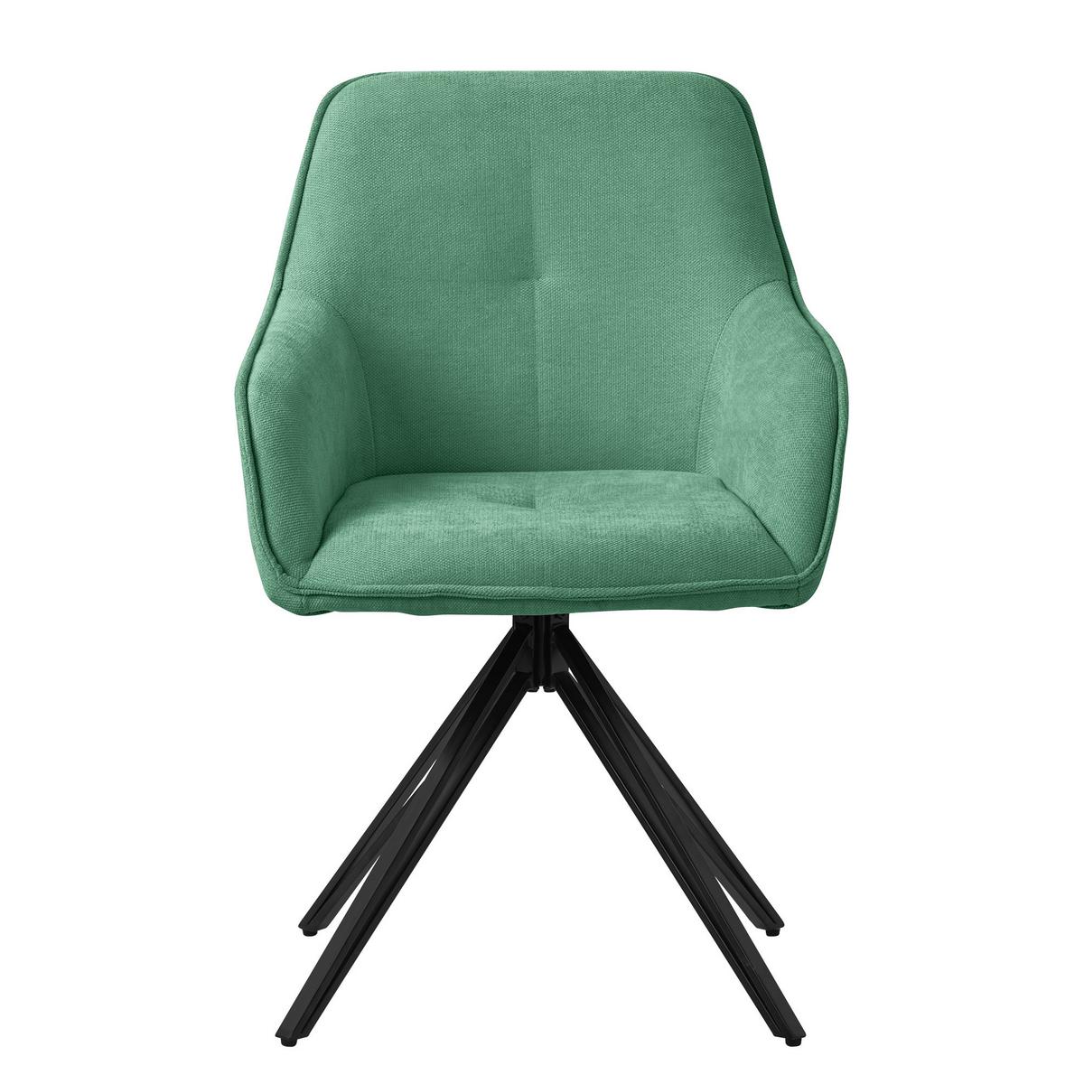 ESSZIMMERSTUHL 4er Set drehbar Grün Webstoff - Schwarz/Grün, Textil/Metall (61/84.5/57cm) - ML-DESIGN