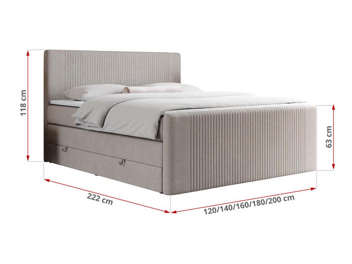 BOXSPRINGBETT KING DOREN 200/200 Beige Struktur - H3 - Beige, Holz/Textil (200/200cm) - MKS
