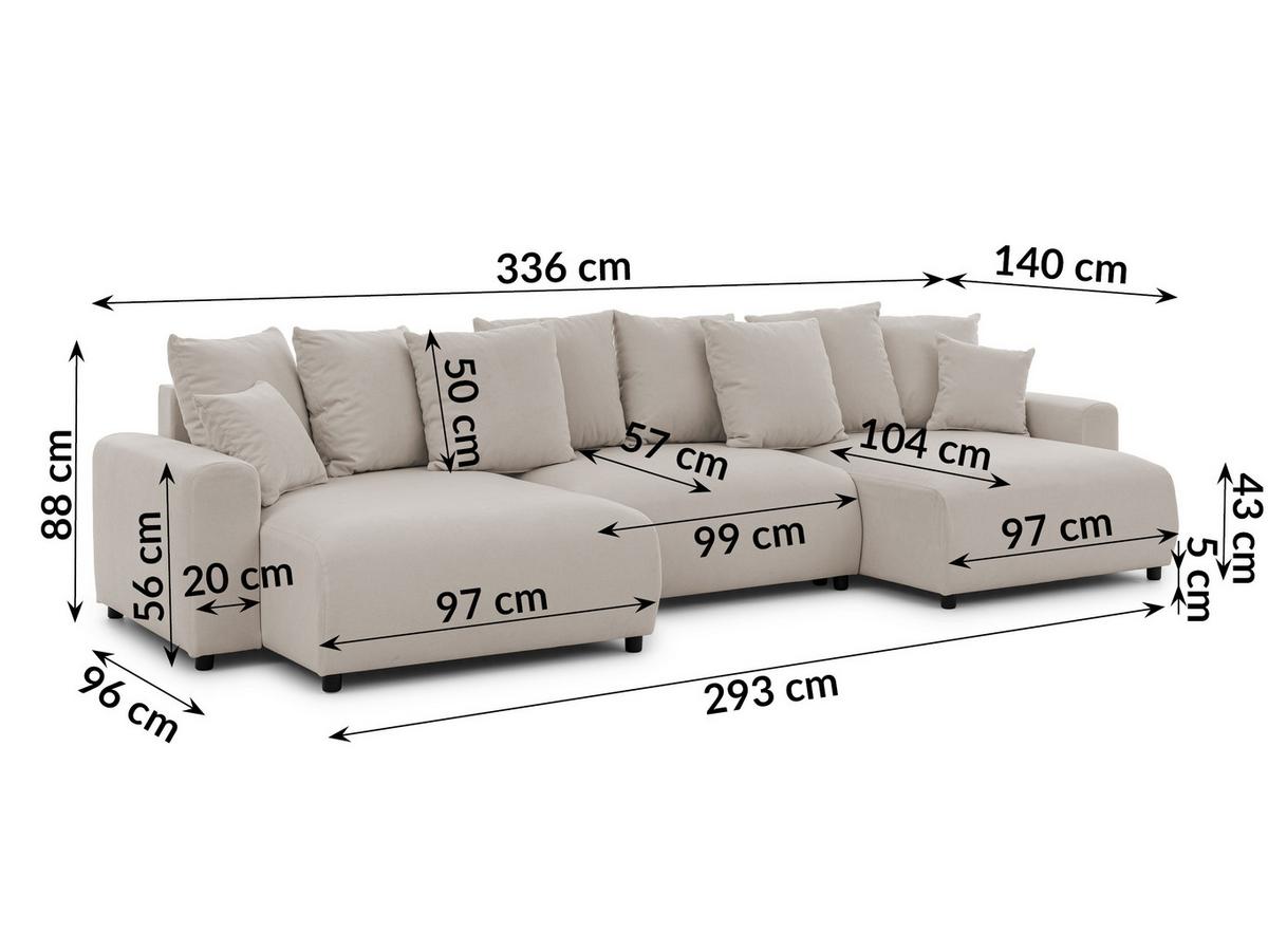WOHNLANDSCHAFT Calma mit Schlaffunktion und Bettkasten im Bumpy-Design aus weichem Beige Webstoff - Beige/Schwarz, Holz/Textil (336/88/140cm) - S-Style