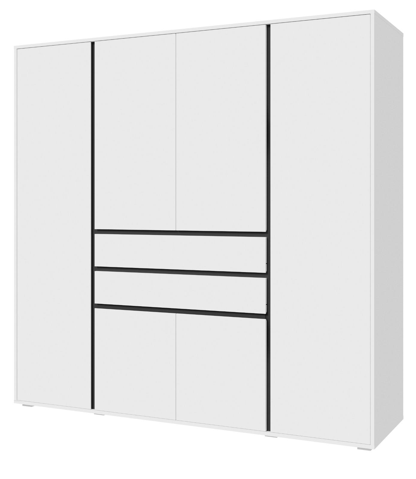 KLEIDERSCHRANK weiß, grau 197 x 194 cm, Drehtürenschrank 6-türig - Anthrazit/Silberfarben, Holzwerkstoff/Kunststoff (197/194/56cm) - Inn.Furn