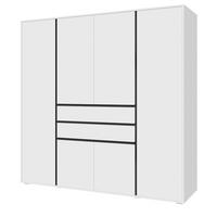 KLEIDERSCHRANK weiß, grau 197 x 194 cm, Drehtürenschrank 6-türig - Anthrazit/Silberfarben, Holzwerkstoff/Kunststoff (197/194/56cm) - Inn.Furn