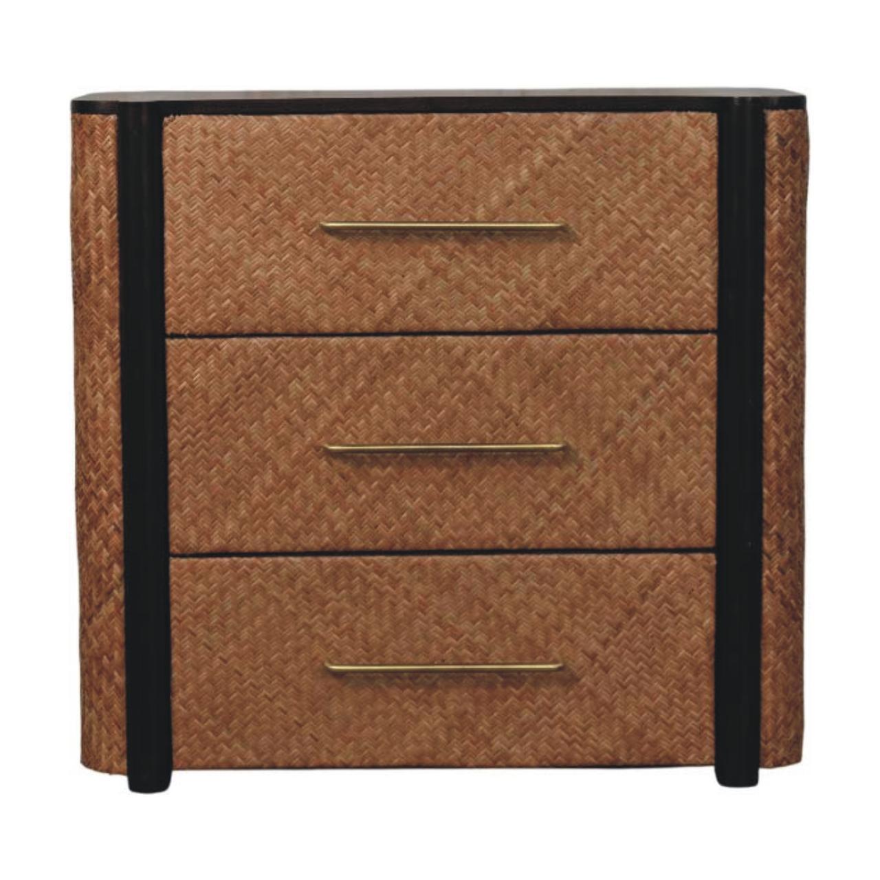 KOMMODE mit edlem Samtbezug in Mokka-Finish, 3 Schubladen, dunkelbraun. - Dunkelbraun, Holz (90/86/40cm) - Artisan Furniture