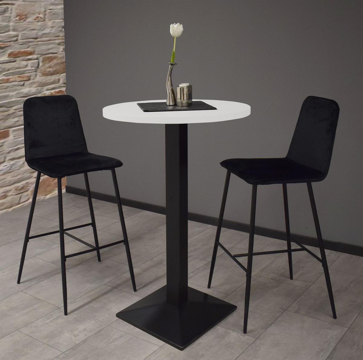 TRESENTISCH rund Eleanore 70 cm schwarz matt/weiß matt lack - Weiß, Metall (70/70/106cm) - 58aufmkessel