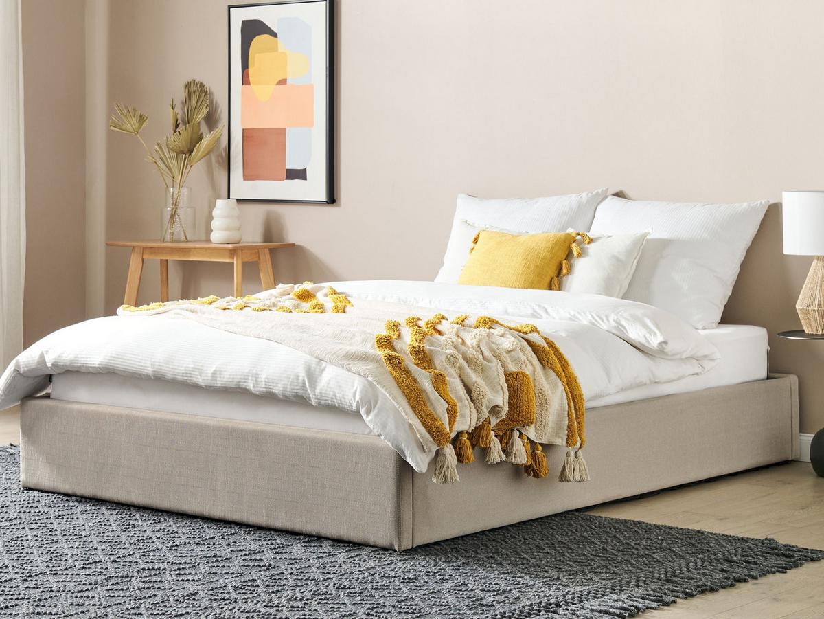 POLSTERBETT 160/200 cm Beige Dinan - Beige, Textil (160/200cm) - Beliani