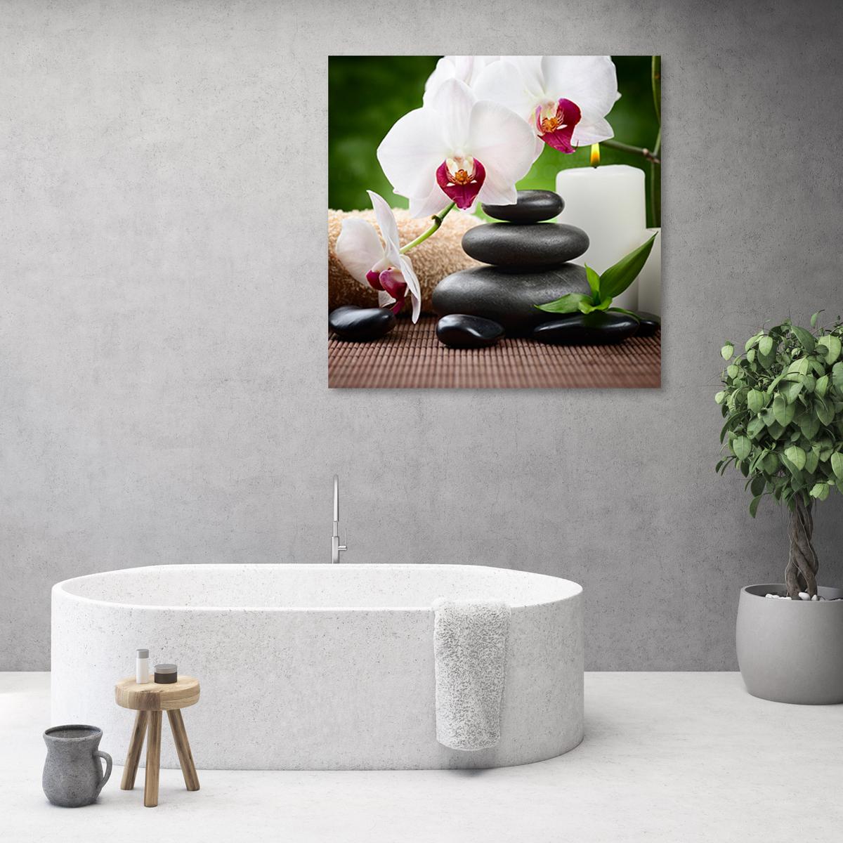 WANDBILD orchidee blumen zen - Weiß, Textil (50/50cm) - Feeby