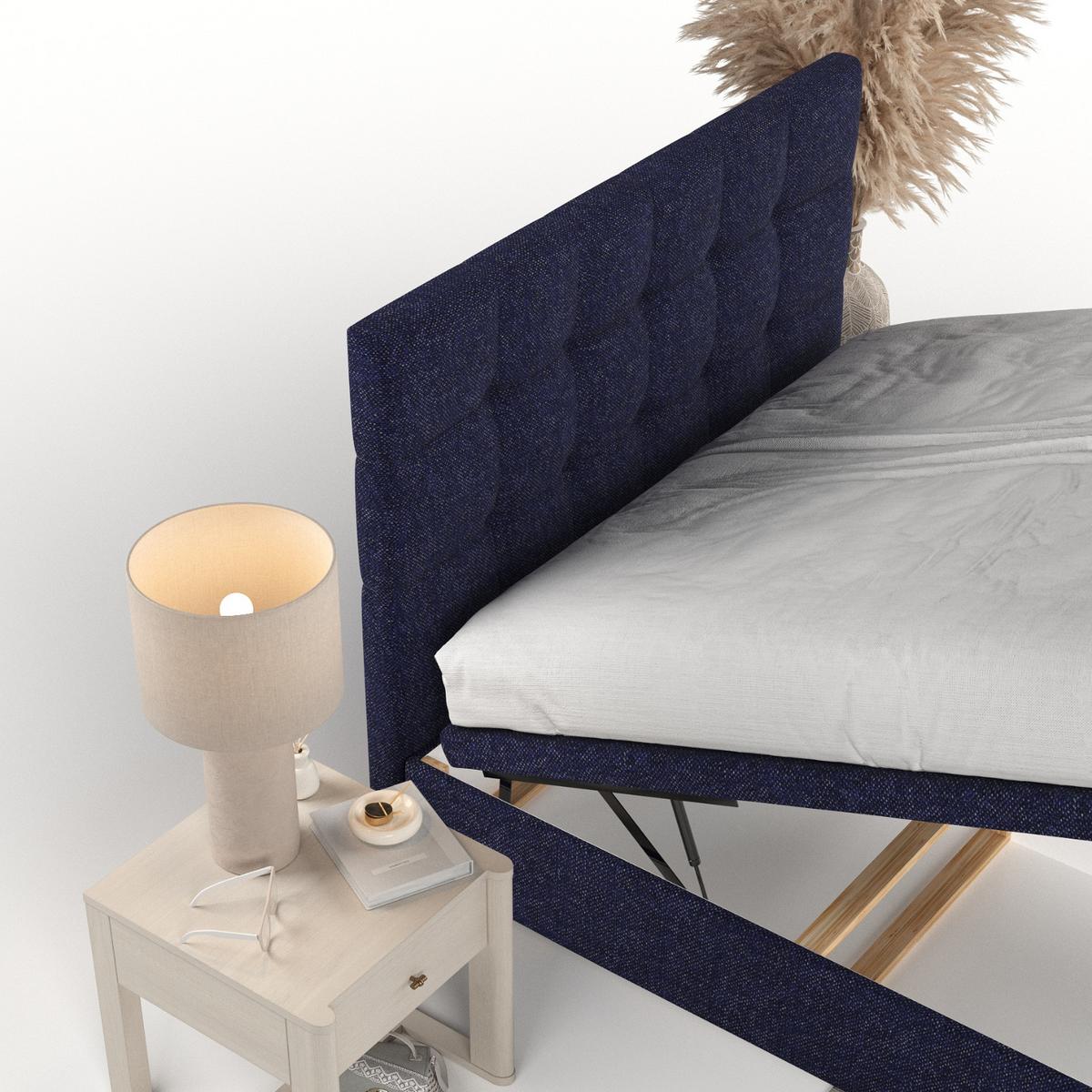 POLSTERBETT Guam mit Stauraum 120/200 cm Marineblau im Alta Stoff - Schwarz/Dunkelblau, Holz/Holzwerkstoff (120/200cm) - AltaBeds
