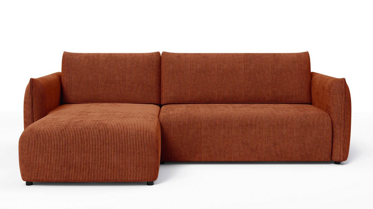 ECKSOFA TAUER 3-Sitzer rechts, orange - Schwarz/Orange, Holz/Textil (248/173cm) - Wozimo