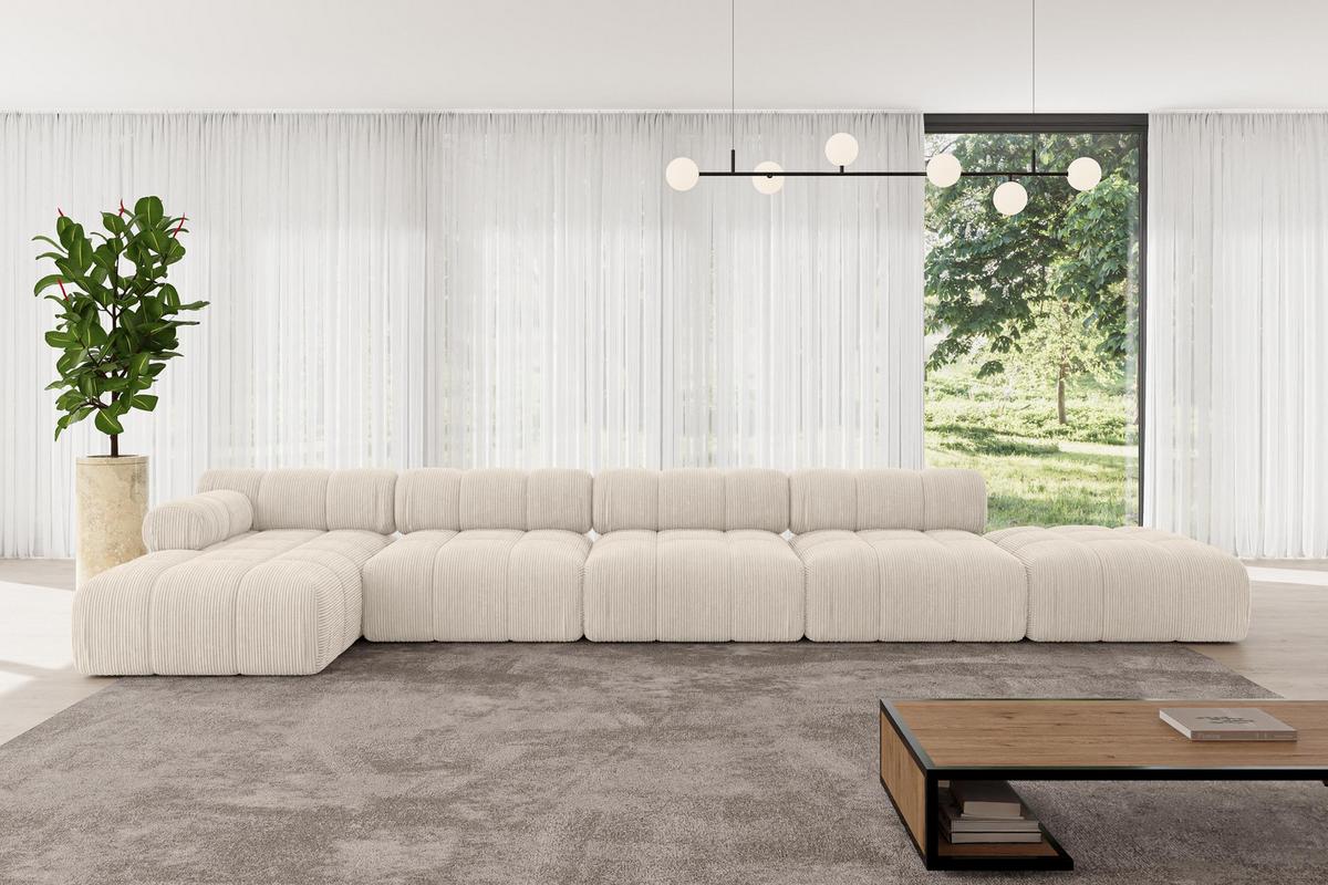 ECKSOFA modulares Sofa Lizur-L3 - 475x160x70 cm Beige Cord - Beige, Holzwerkstoff/Textil (475/160cm) - ALTDECOR