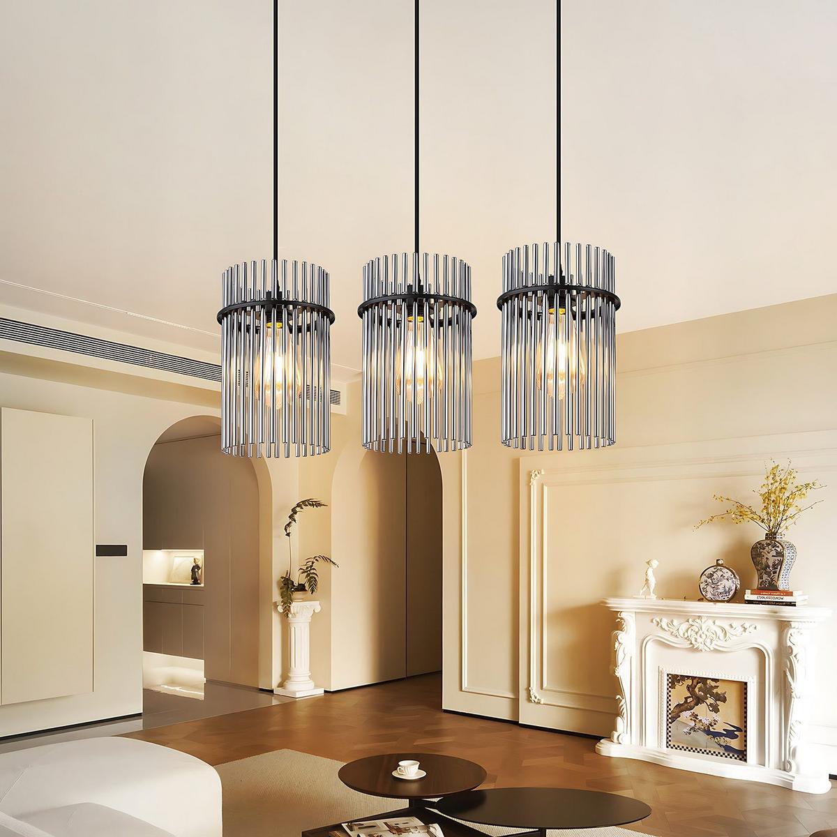 PENDELLEUCHTE BEESKOW Ⅲ 48/5/150 cm - Schwarz, Metall (48/5/150cm) - Nettlife