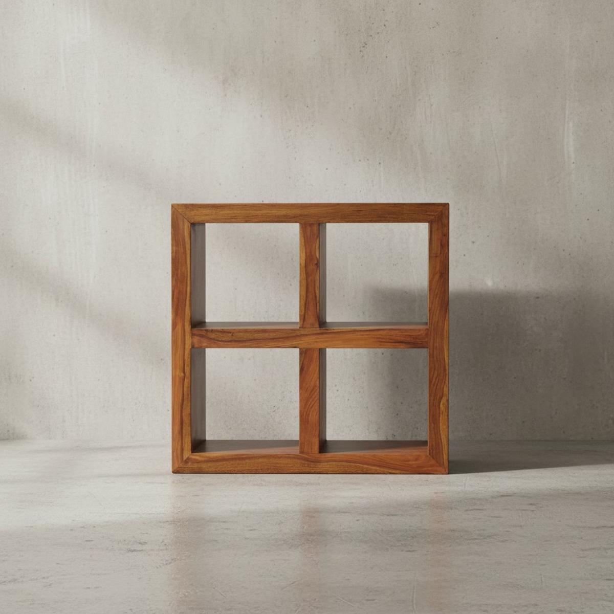 STANDREGAL – Naturholz, Massiv, 4 Fächer, 82x82x34 cm - Braun, Holz (82/82/34cm) - KADIMA DESIGN