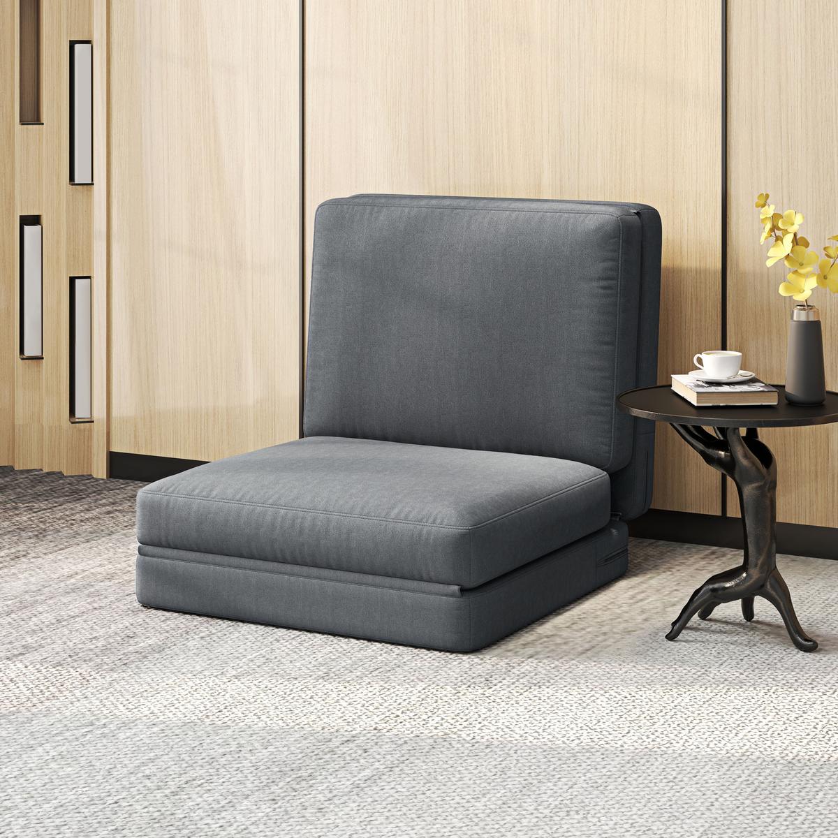 BODENSOFA 3-in-1, bis 240 kg belastbar, Dunkelgrau - Dunkelgrau, Kunststoff (75/18/268cm) - HOMCOM