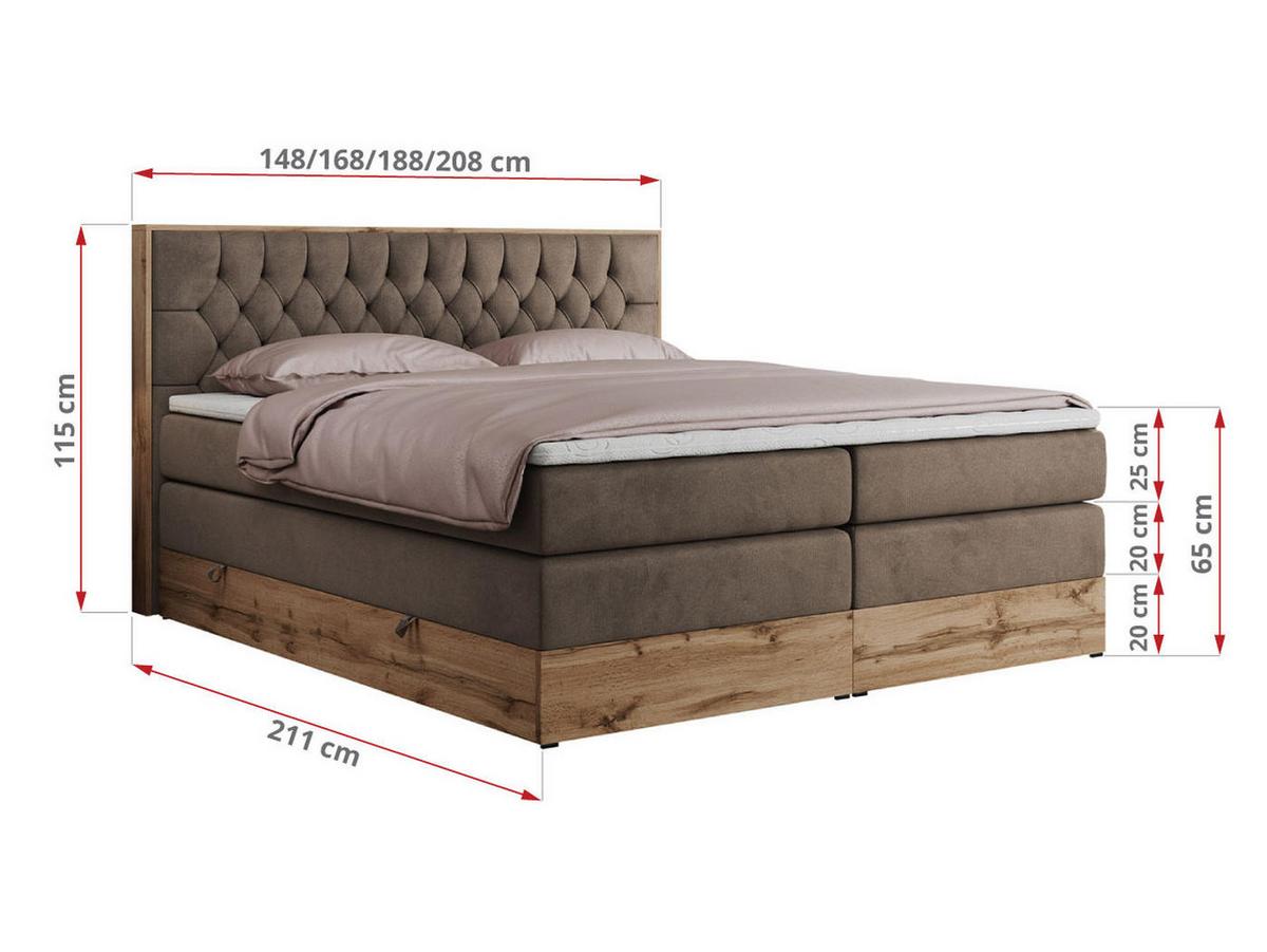BOXSPRINGBETT AMORE KING 200/200 Braun Velvet - H3 - Braun, Holz/Textil (200/200cm) - MKS
