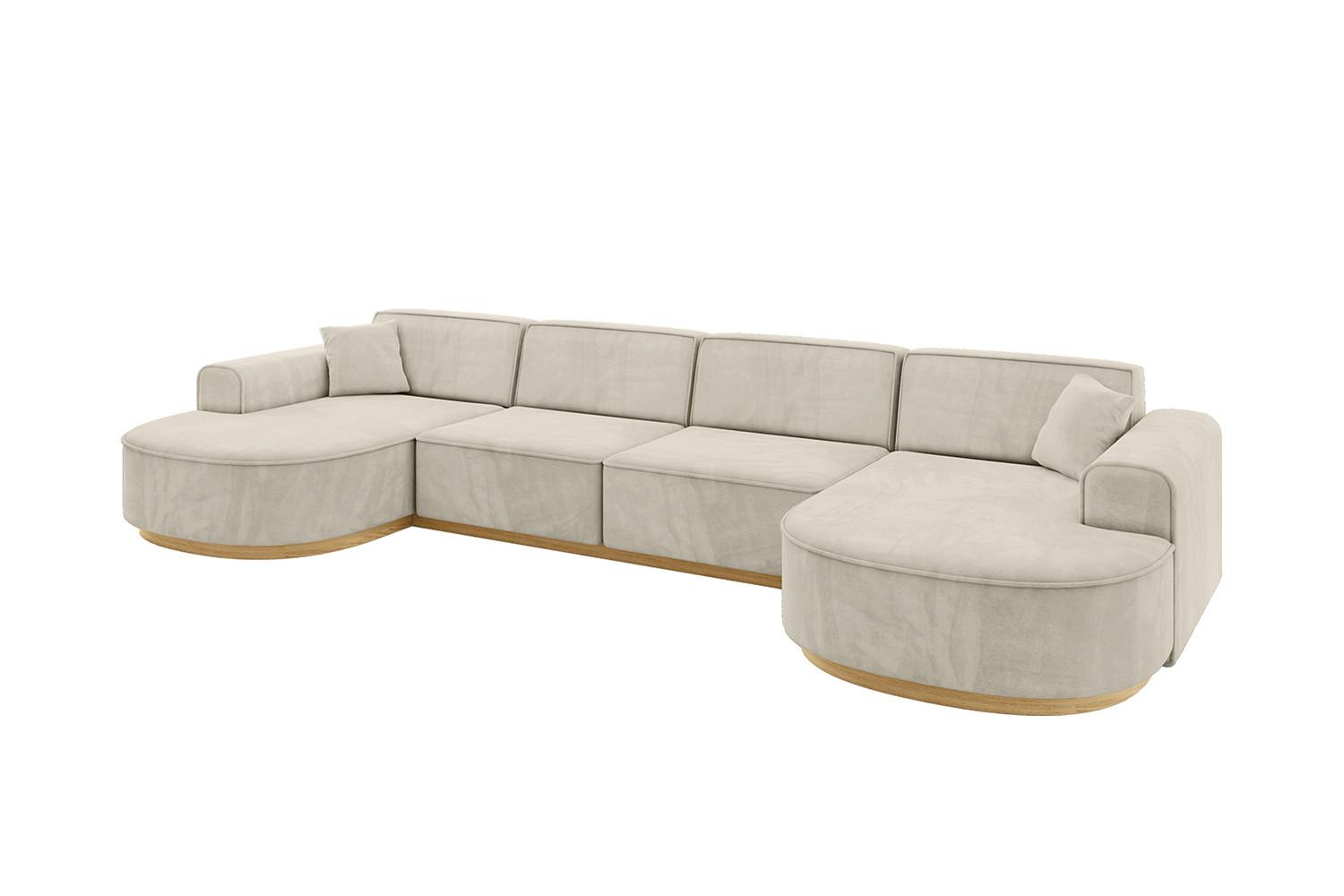 WOHNLANDSCHAFT MARI-U2-v2 - 388x171x83 cm Ecru Velours - Ecru, Holzwerkstoff/Textil (388/83/171cm) - ALTDECOR