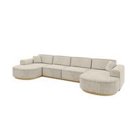 WOHNLANDSCHAFT MARI-U2-v2 - 388x171x83 cm Ecru Velours - Ecru, Holzwerkstoff/Textil (388/83/171cm) - ALTDECOR