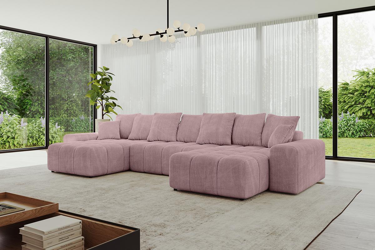 WOHNLANDSCHAFT ENIL-U 401x189x68 Rosa Cord - Rosa, Holzwerkstoff/Kunststoff (401/68/189cm) - ALTDECOR