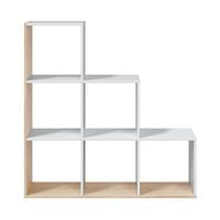 BÜCHERREGAL Treppe 6 Fächer Step - H110 cm - Weiß, Holzwerkstoff (28/110/108cm) - Calicosy