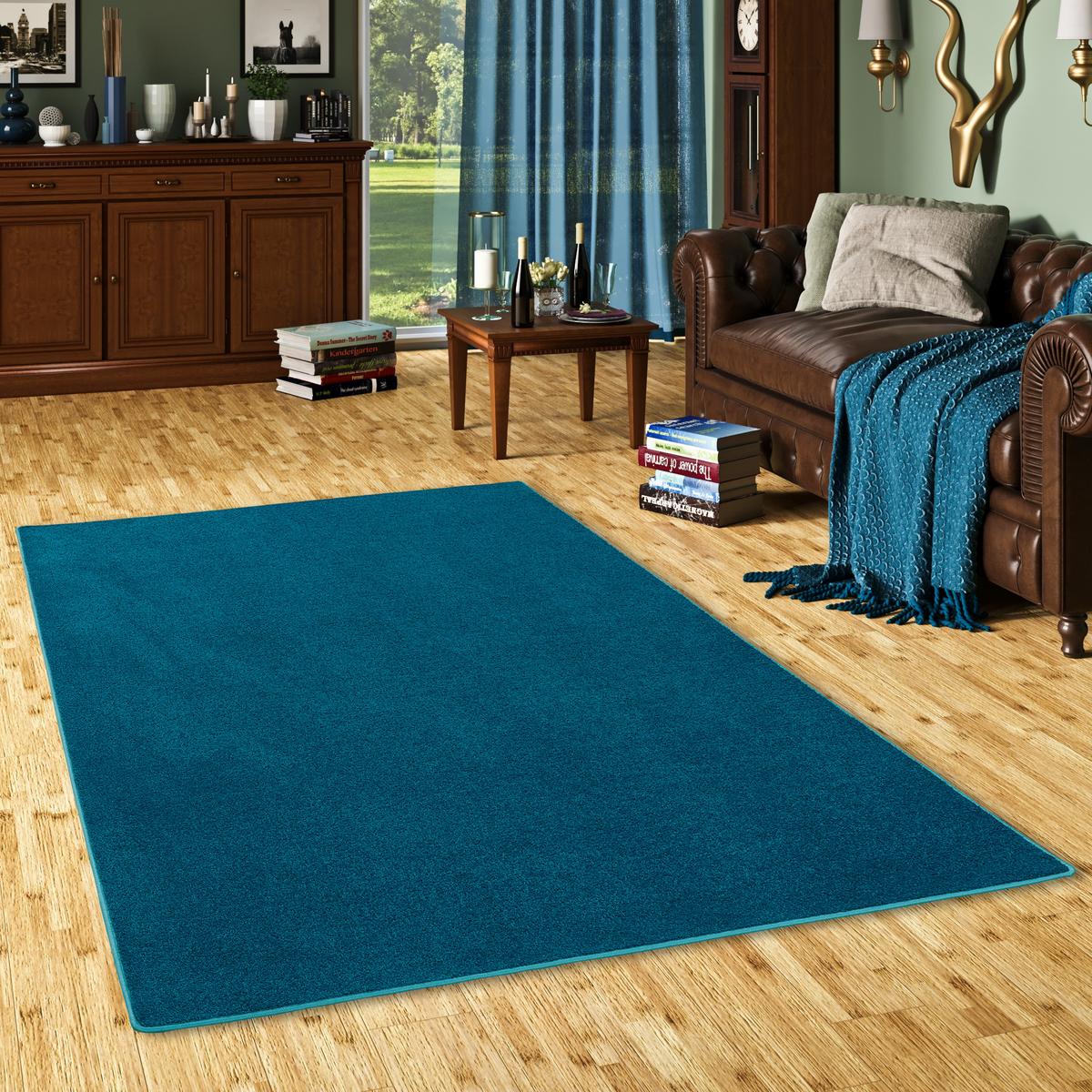 HOCHFLOR VELOURS TEPPICH LUNA - Petrol, Textil (80/160cm) - Snapstyle