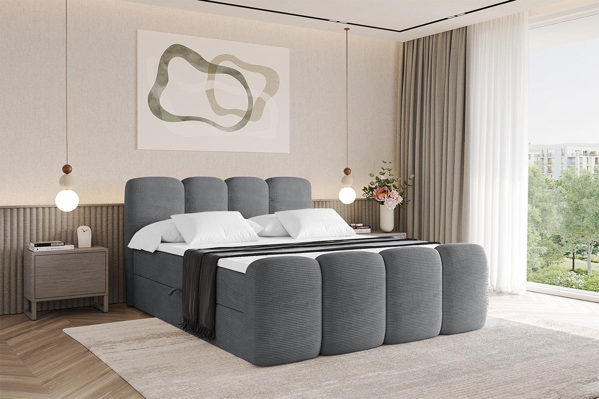 BOXBETT mit Matratze H4 und Lattenrost - NINA-Z - 160x200 cm - Dunkelgrau - Taupe, Holzwerkstoff (160/200cm)