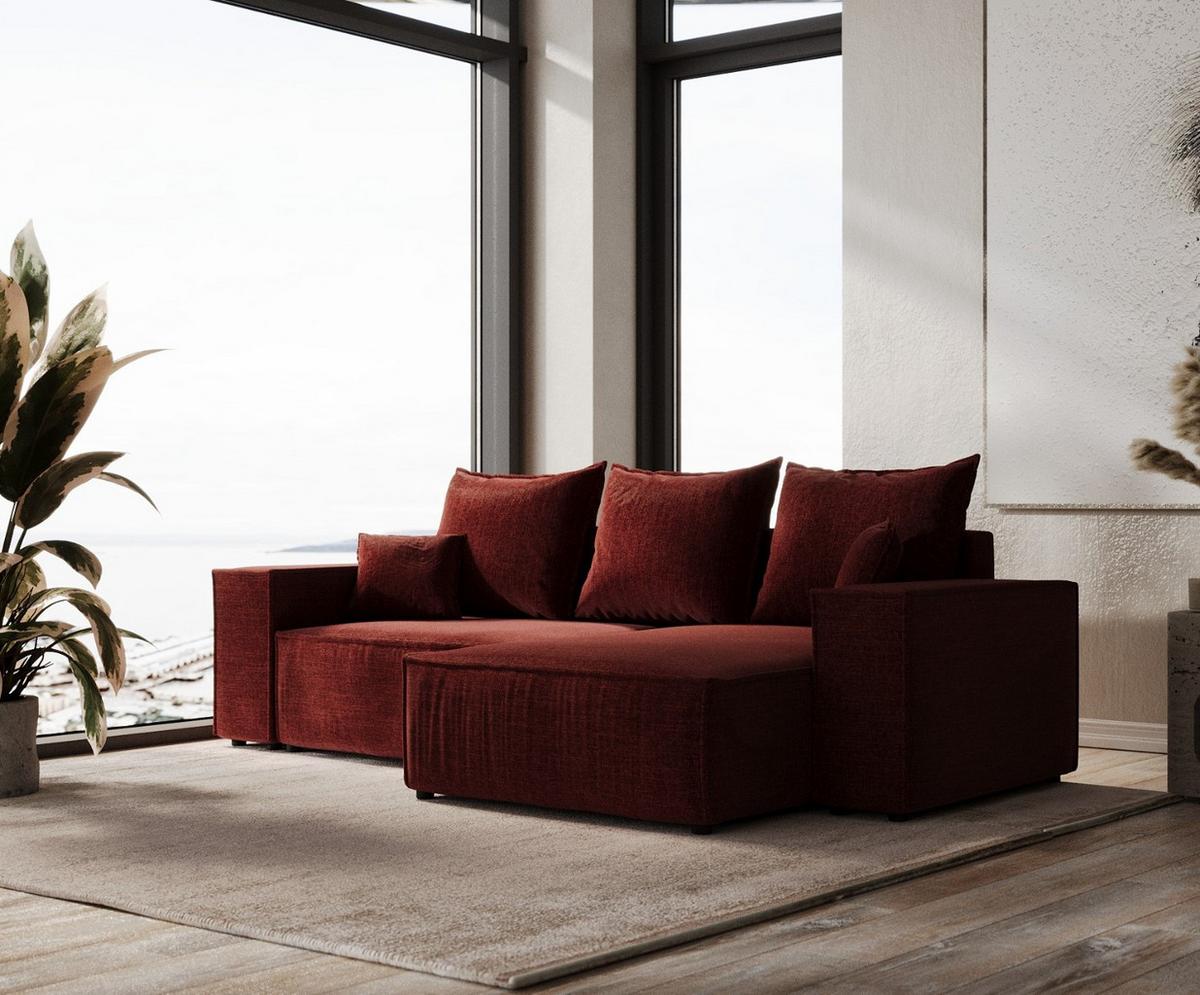 ECKSOFA SENSO mit Schlaffunktion Rot im City Stoff - Rot/Schwarz, Holz/Holzwerkstoff (255/148cm) - AltaBeds