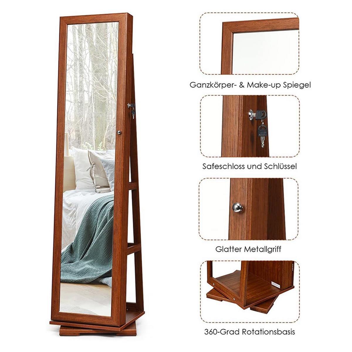 SCHMUCKSCHRANK 2 in 1 Leiterregal Braun - Braun, Holz (39/161/39cm) - COSTWAY