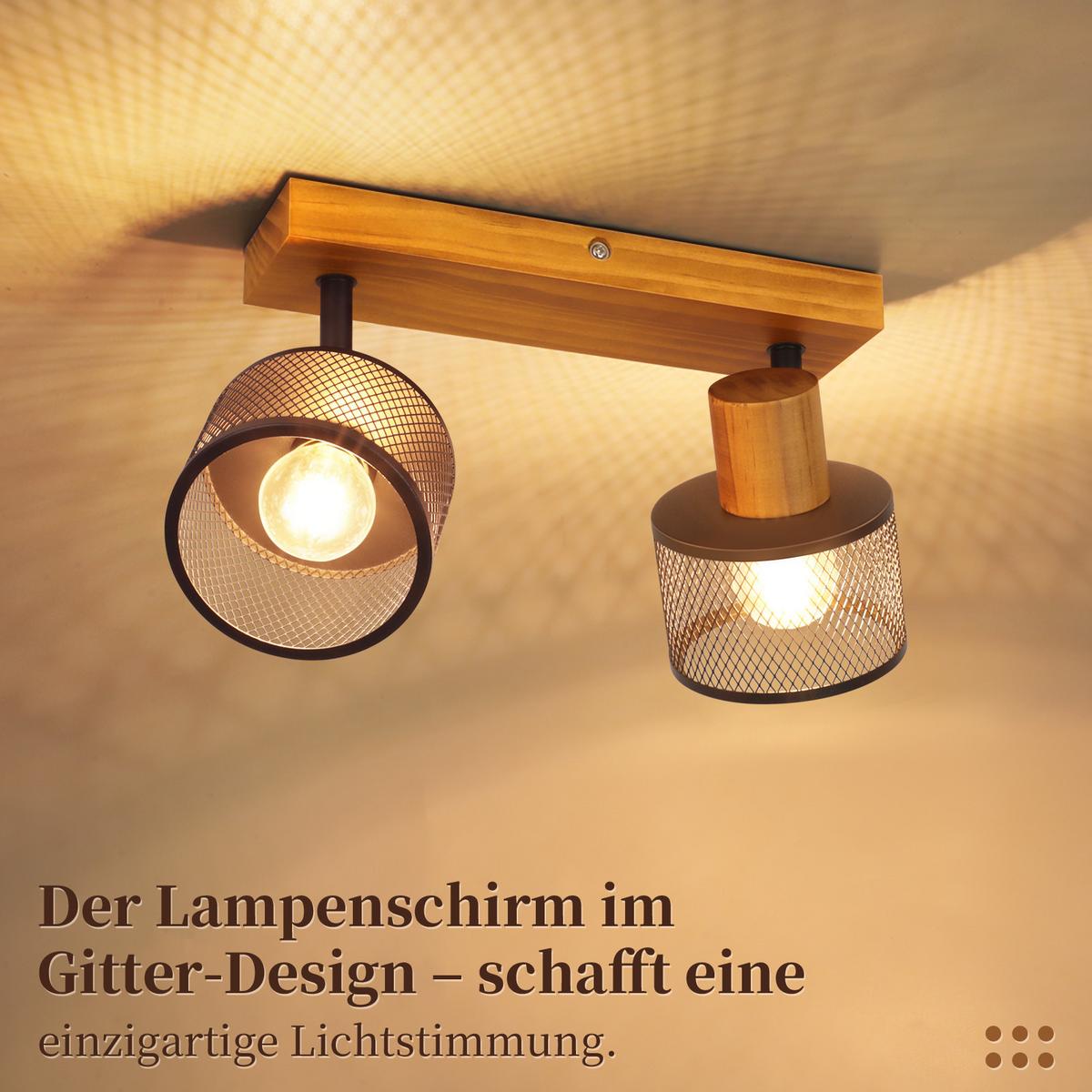 DECKENSTRAHLER Haxenli 26/10/17.5 cm - Schwarz, Holz/Metall (26/10/17.5cm) - ZMH