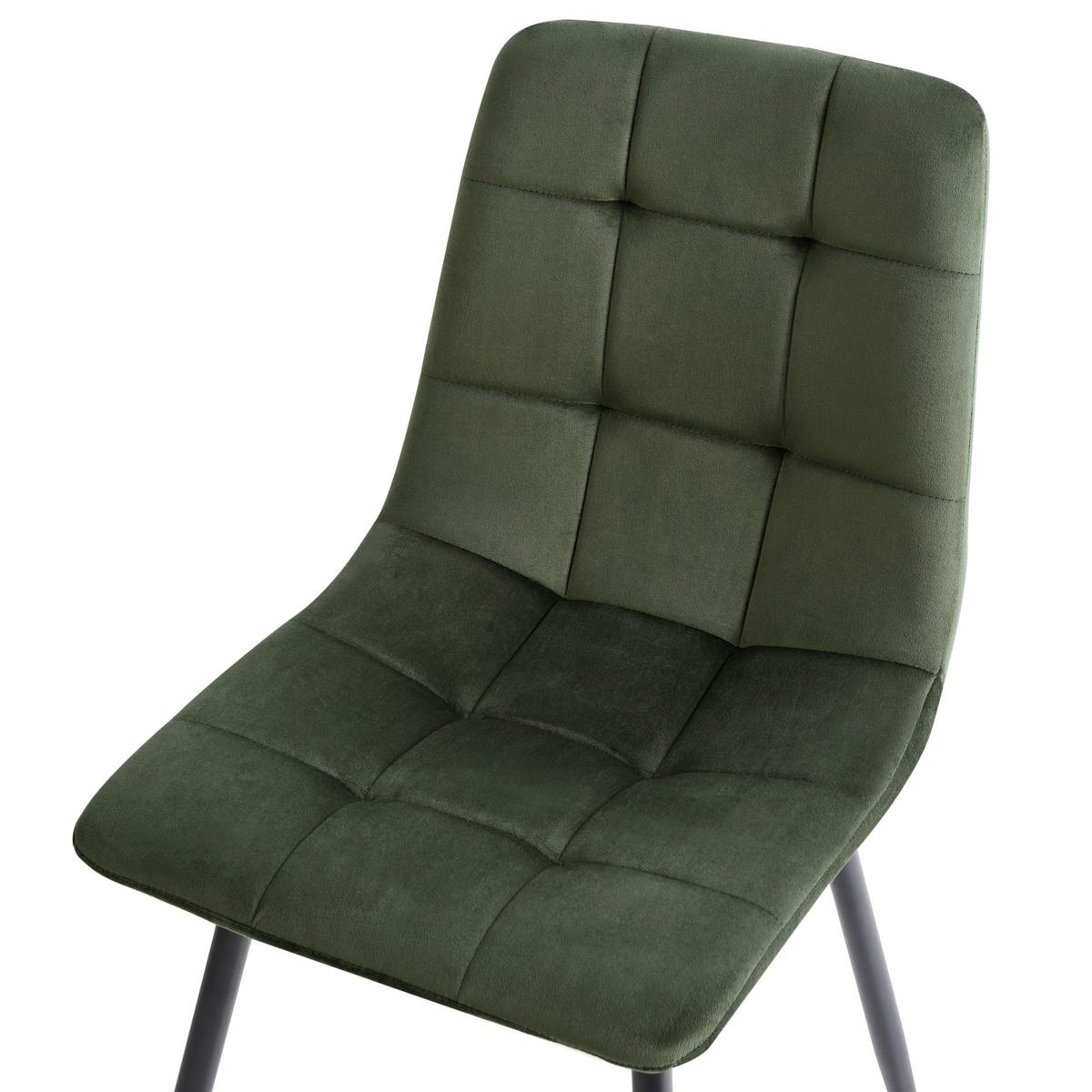 ESSZIMMERSTUHL 4er Set Samtstoff Olivgrün Powell - Schwarz/Olivgrün, Textil/Metall (45/88/62cm) - Beliani