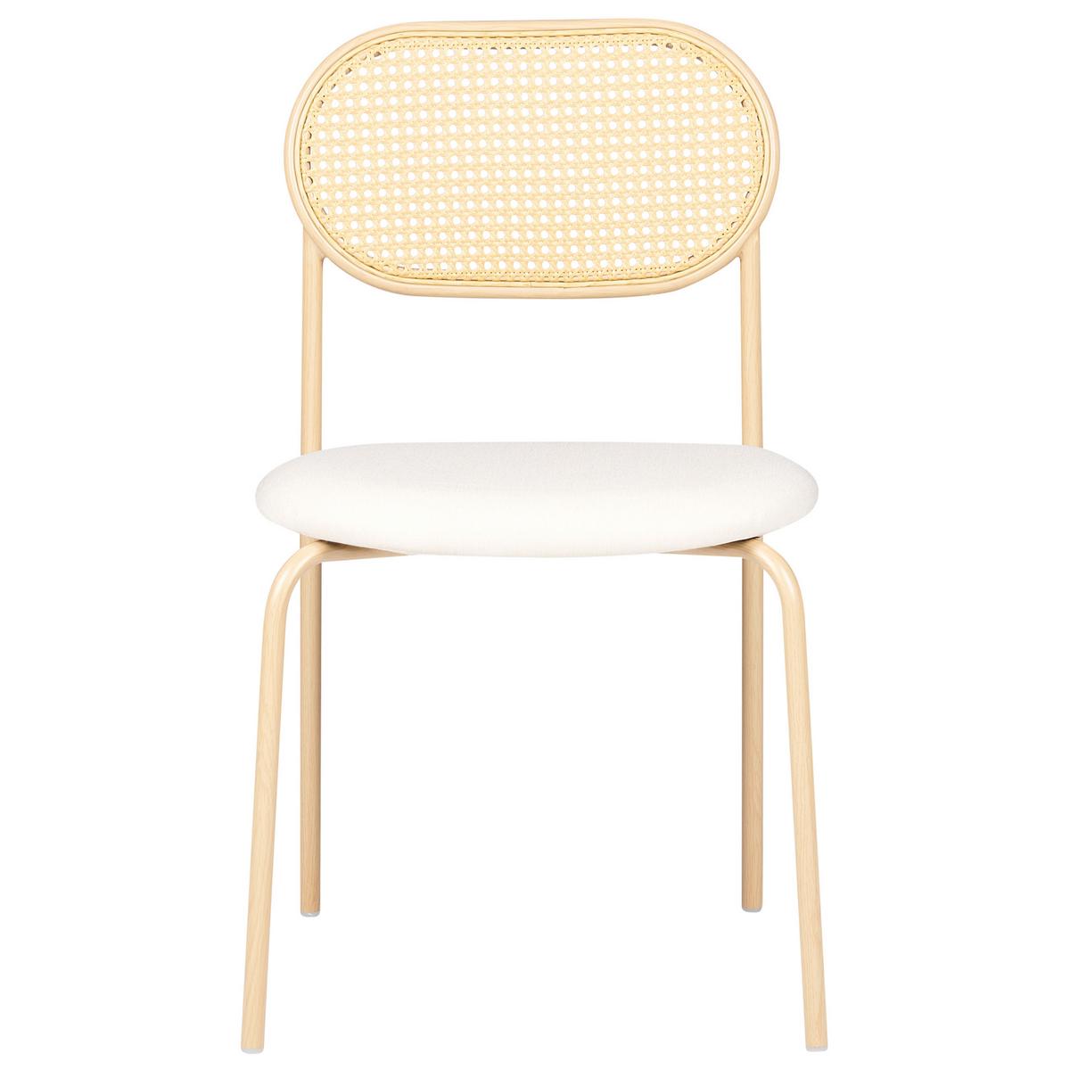 ESSZIMMERSTUHL 2er-Set Metall beige/heller Holzfarbton Adaver - Hellbraun/Beige, Metall (47/79/48cm) - Beliani