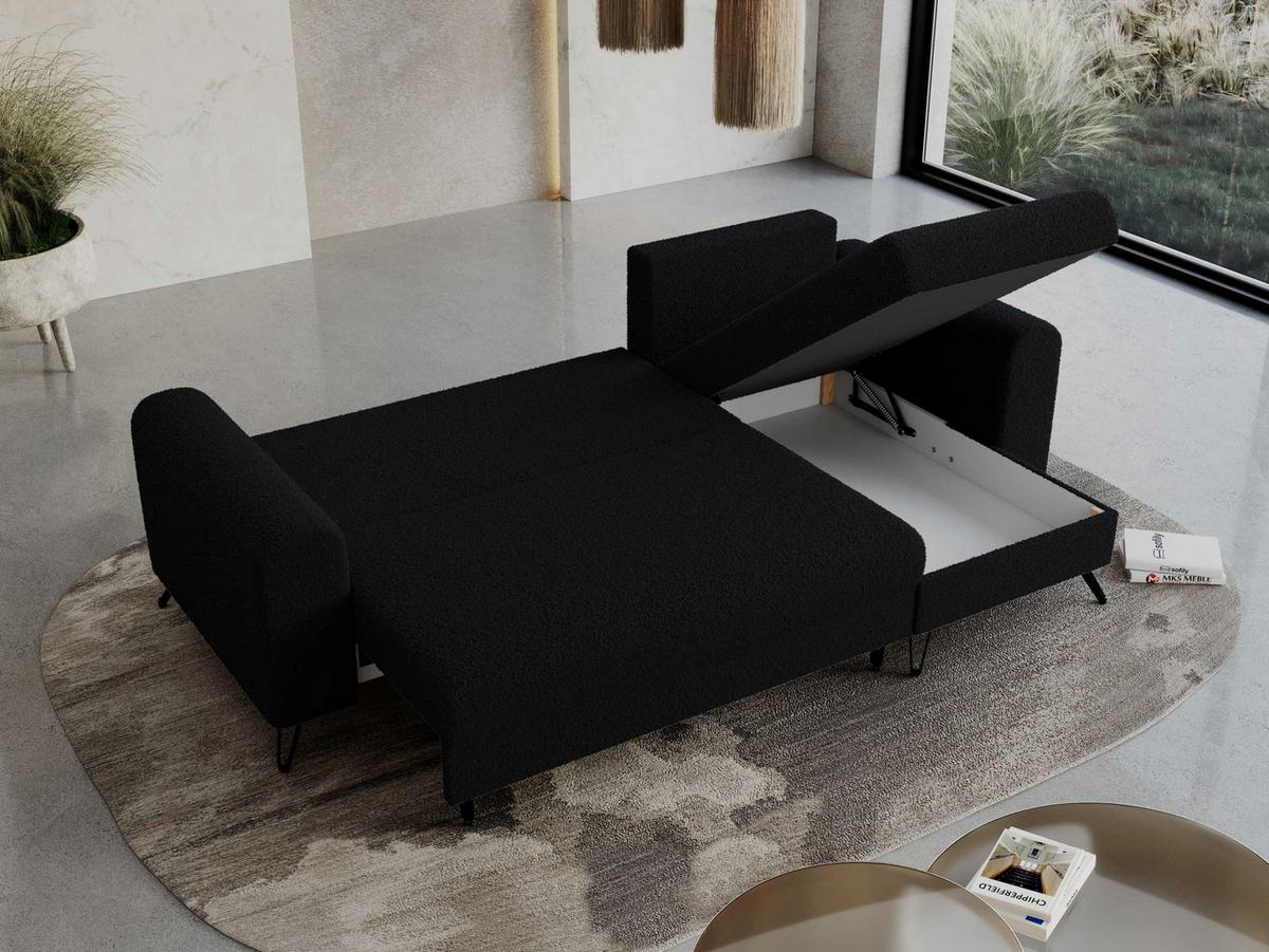 ECKSOFA Hugo Boucle Schwarz - Schwarz, Textil/Metall (242/140cm) - MKS