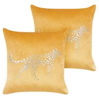 DEKOKISSEN 2er-Set Senfgelb 45/45 cm Marula - Dunkelgelb, Textil (45/45cm) - Beliani