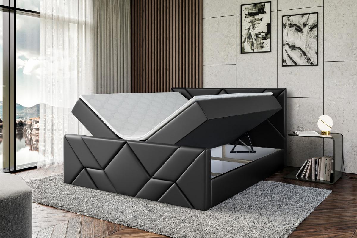 BOXBETT BARWA-Z - 140x200 cm - H4 - Schwarz Hochglanz - Schwarz Hochglanz, Holzwerkstoff (140/200cm) - ALTDECOR