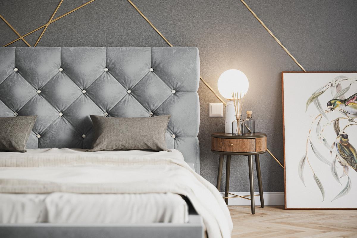 BETT 140x200 - Polsterbett mit Bettkasten und Holzrahmen - Elegant Betten - Weicher Jasminstoff - Kollektion Boston, Grau - Grau, Holz/Kunststoff (140/200cm) - Alpi-Möbel