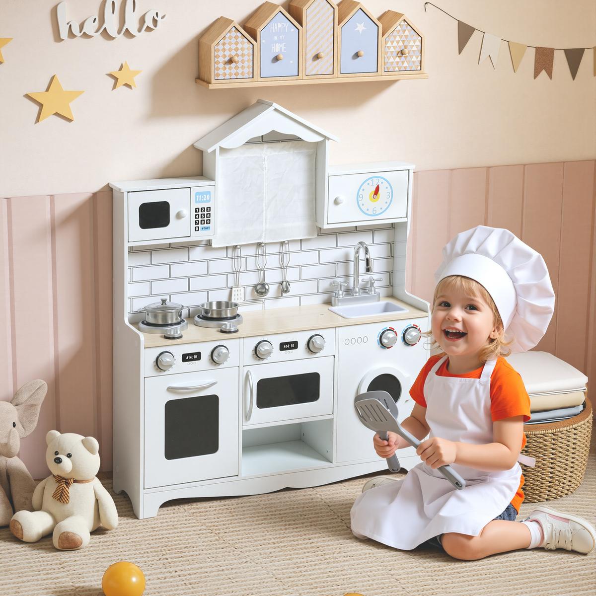 SPIELKÜCHE MDF Weiß - Weiß, Holzwerkstoff (24/79.5cm) - AIYAPLAY