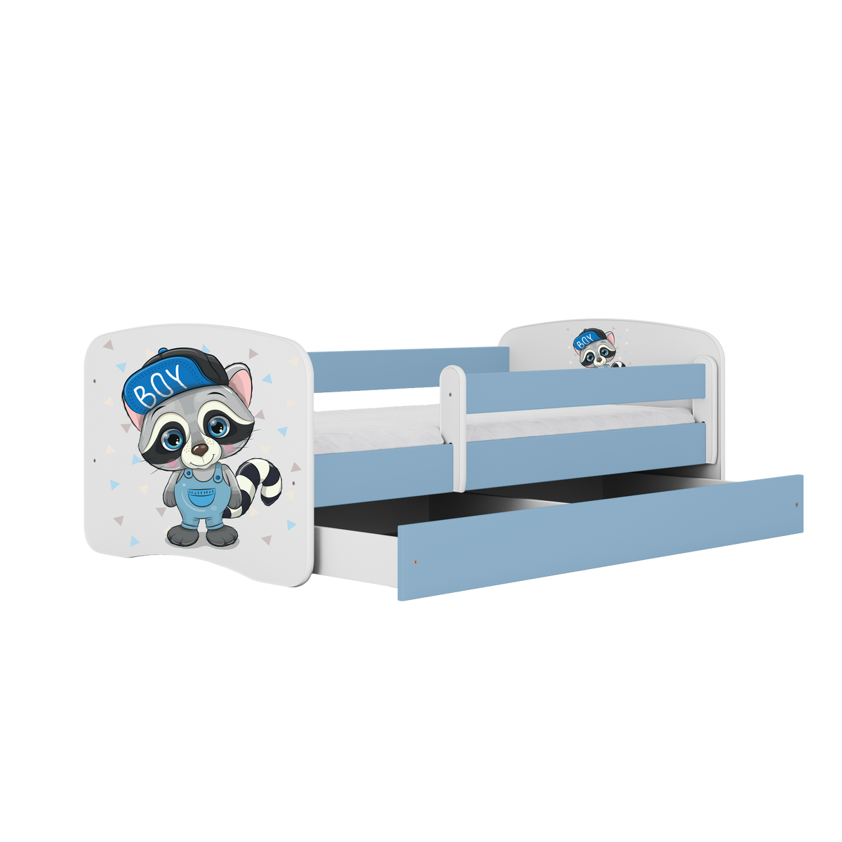 KINDERBETT Waschbär mit Schublade 180/80 90/61/184 - Blau, Holzwerkstoff (80/180cm) - RAUMHIRSCH FURNITURE