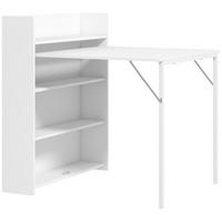 ESSTISCH Klappbar Küchentisch mit 4-stufigen Regalen für 3 Personen, Weiß - Weiß, Holzwerkstoff/Kunststoff (91/78.5/93cm) - HOMCOM