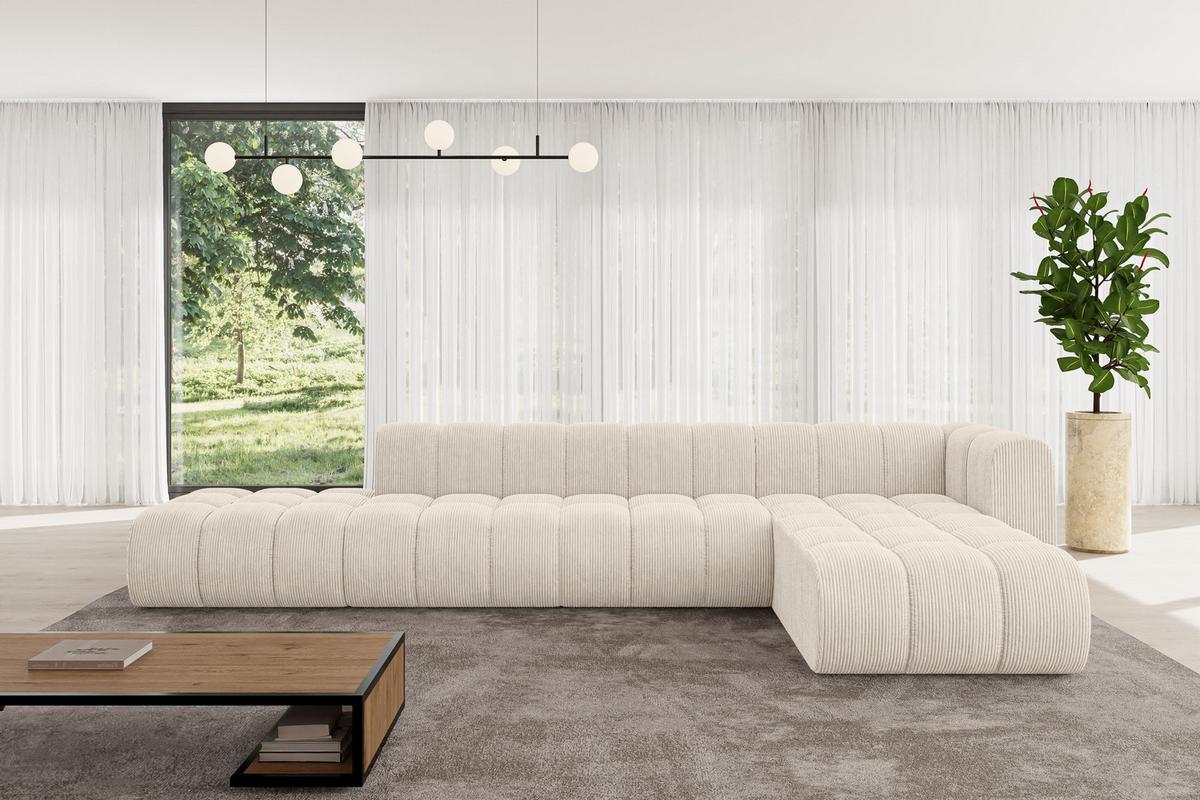 ECKSOFA modulares Sofa Zuvon-L2 - 387x177x70 cm Beige - Beige, Holzwerkstoff/Textil (387/177cm) - ALTDECOR