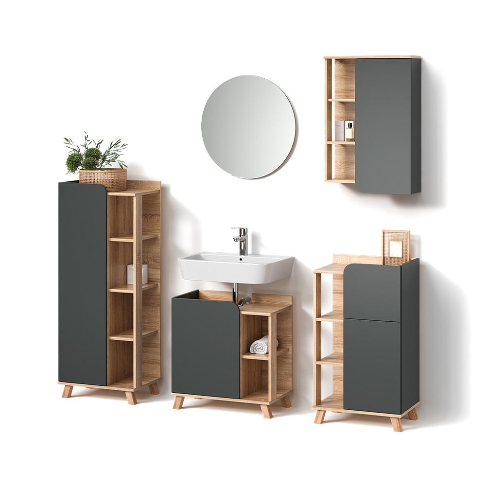 BADMÖBEL-SET Marano Anthrazit 5 Teile - Anthrazit, Holzwerkstoff (60/65/35cm) - Livinity®