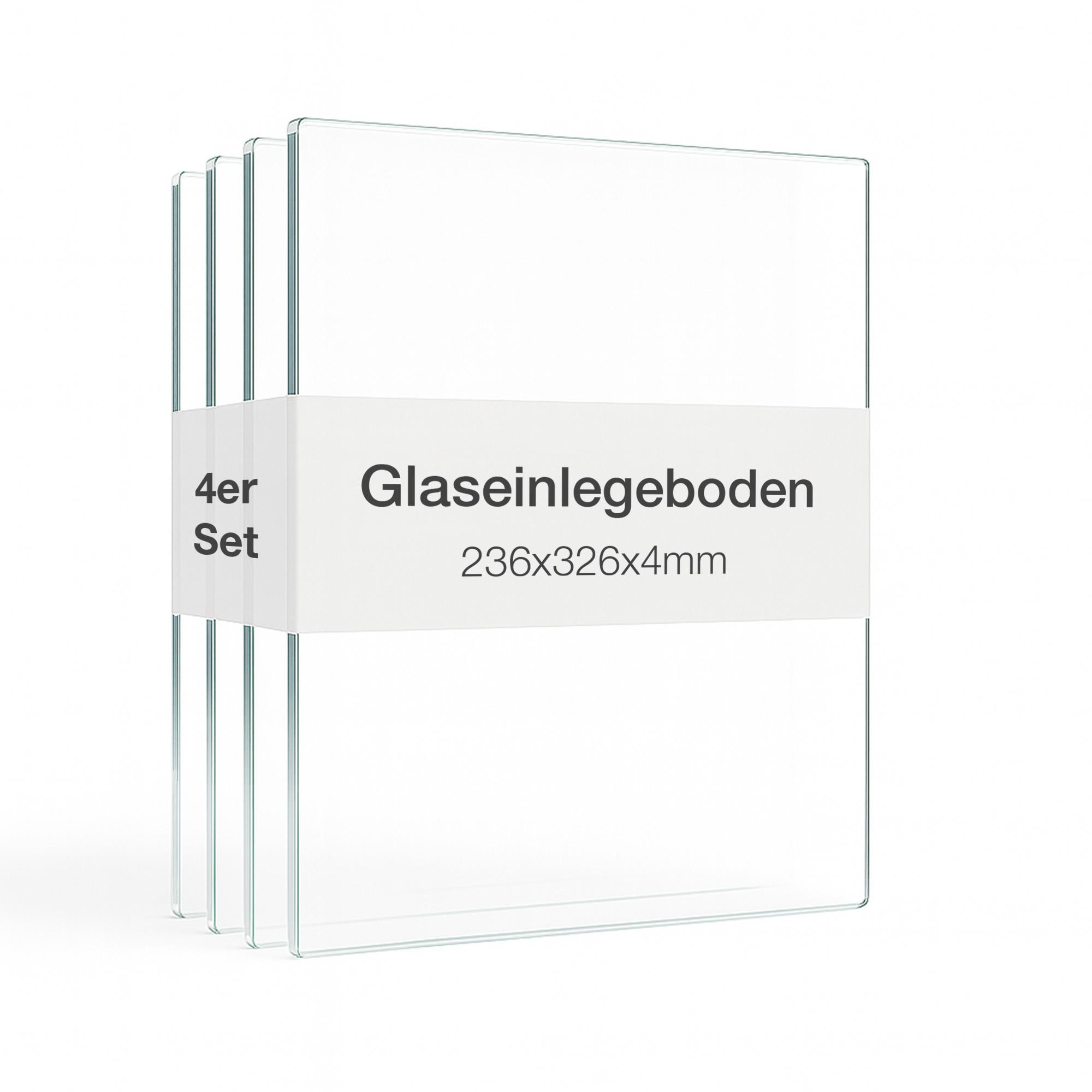 GLASBODEN 4er Set 23,6/32,6/0,4 cm für Standvitrinen 1-türig Erweiterungsset - Transparent, Glas (32.6/0.4/23.6cm) - K-Möbel