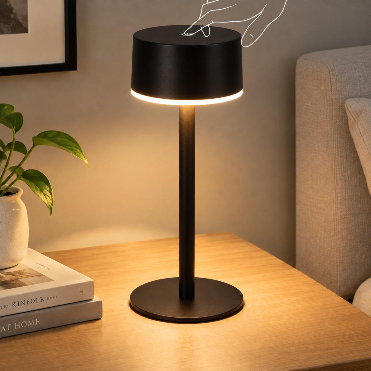LED TISCHLAMPE Myvnal 7.5/7.5/19.4 CM - Schwarz, Kunststoff/Metall (7.5/7.5/19.4cm) - ZMH