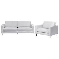 SOFA-SET 4-Sitzer Stoff Hellgrau Savalen - Hellgrau/Schwarz, Textil (204/87/91cm) - Beliani