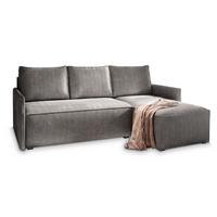 ECKSOFA PERUSI Grau Kordstoff mit Schlaffunktion - Grau, Holz/Kunststoff (206/143cm) - MASSENO