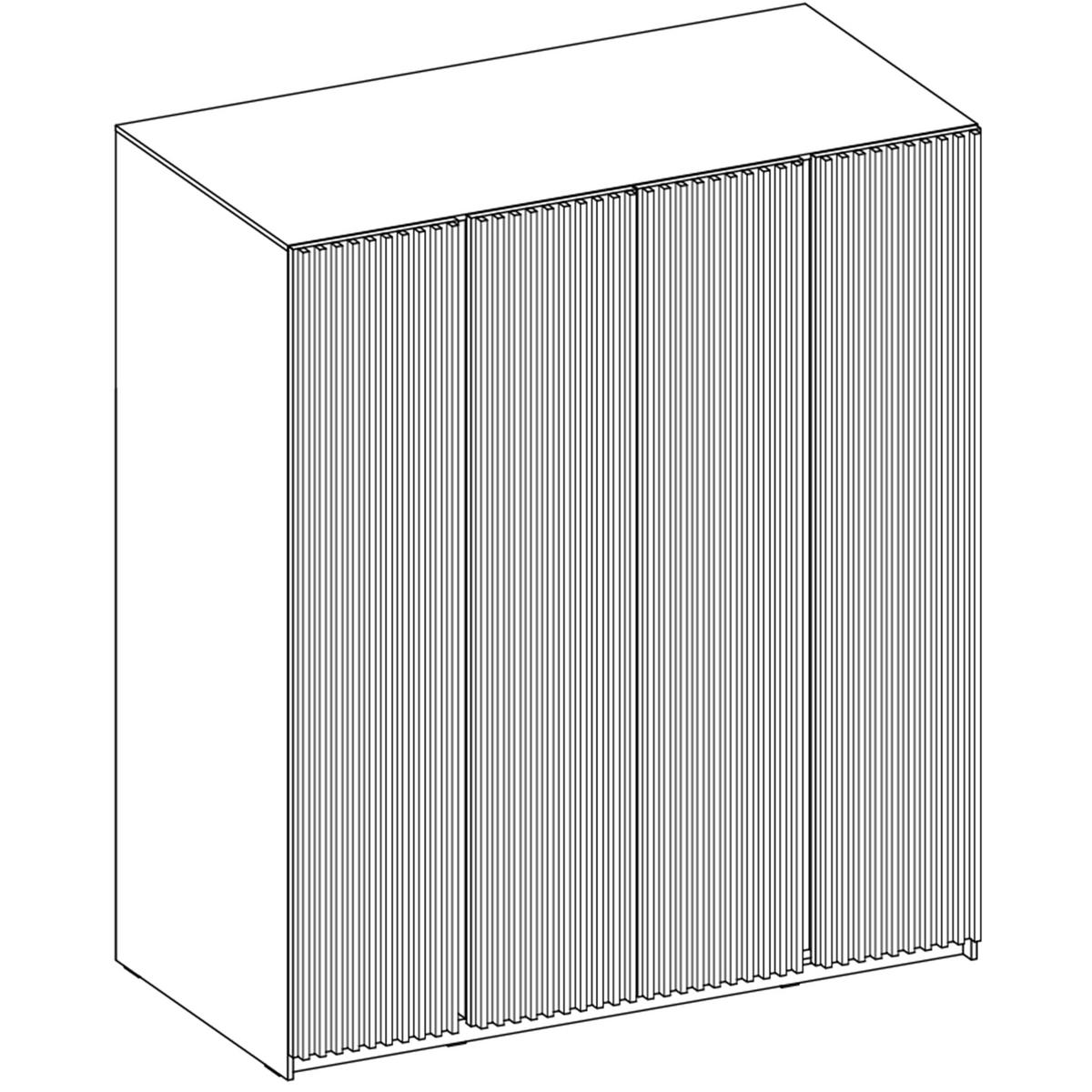 KLEIDERSCHRANK Nehir Korpus Eiche Evoke, Front Eiche Evoke/Schwarz 200 cm - 4T Modern mit 4 Lamellentüren - Eichefarben, Holzwerkstoff/Kunststoff (200/239/61.9cm) - AX Living