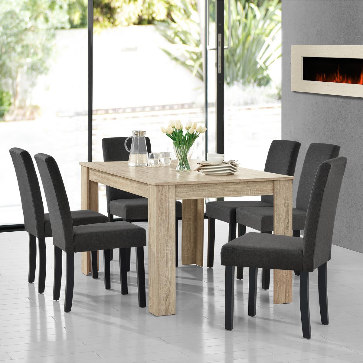 TISCHGRUPPE Kramfors - Naturfarben, Holz/Holzwerkstoff (140/77/90cm) - [en.casa]