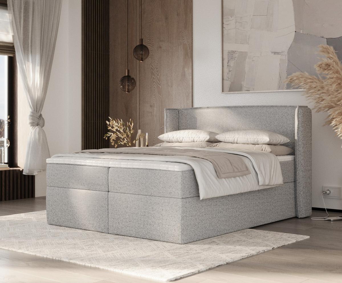 BOXBETT Viva 200/200 cm Grau im Riva Stoff - Schwarz/Grau, Holz/Holzwerkstoff (200/200cm) - AltaBeds