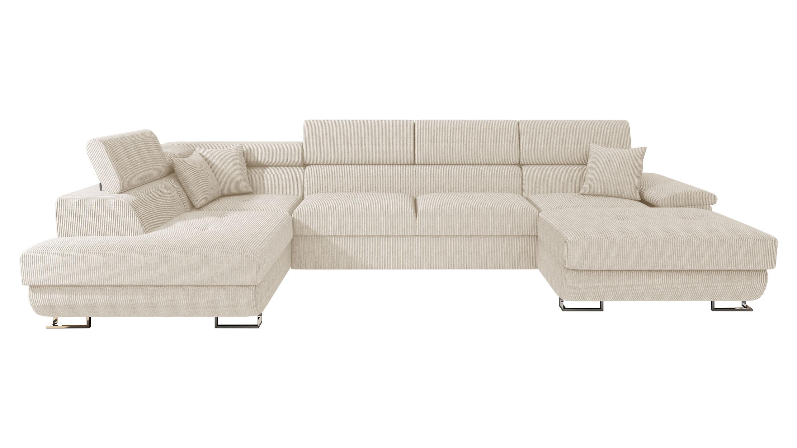 WOHNLANDSCHAFT Cotere Bis Cord, Seite: Links - Beige, Holz (345/91/202cm) - MIRJAN24