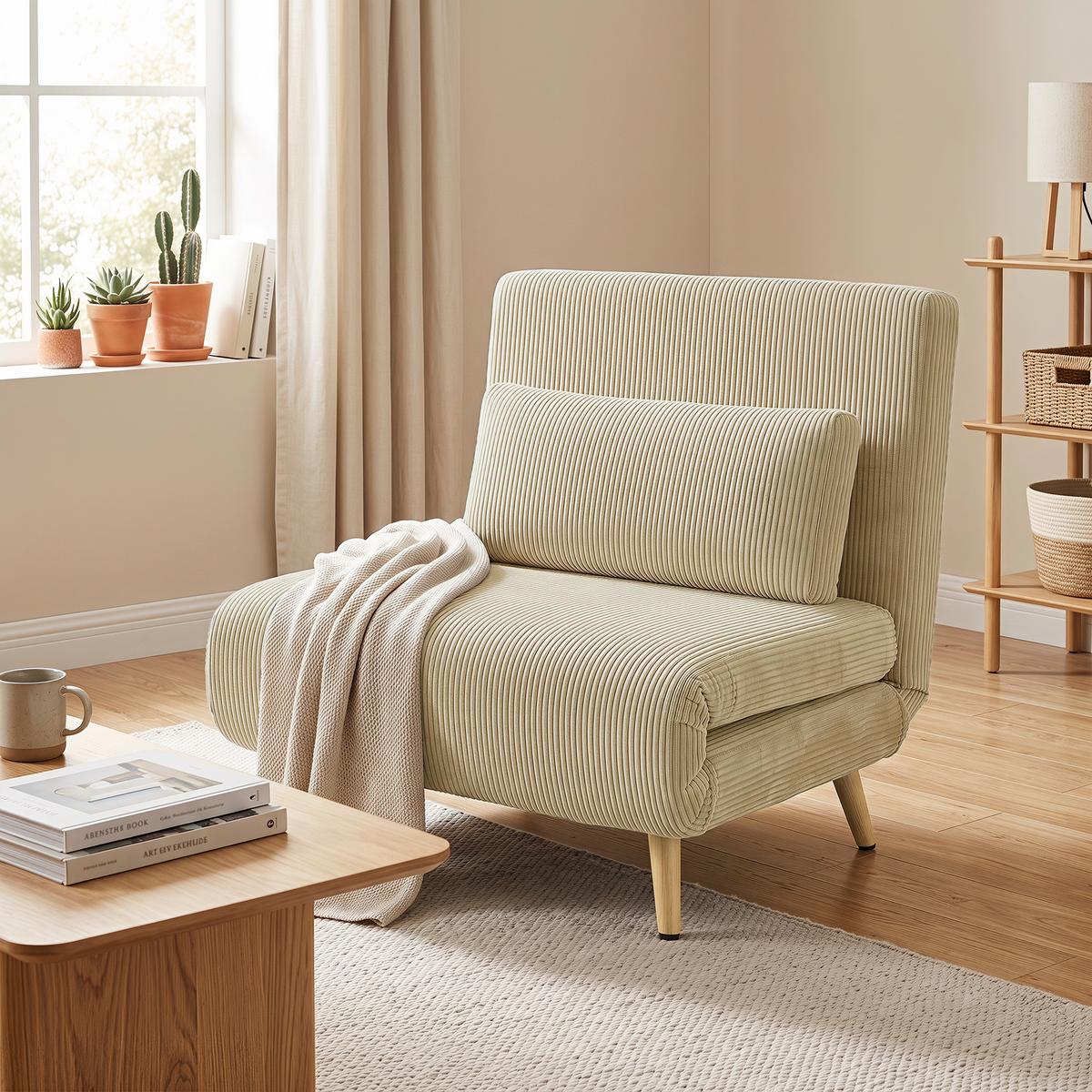 SCHLAFSESSEL Polyester Beige - Beige/Braun, Textil/Metall (75/84/90cm) - HOMCOM