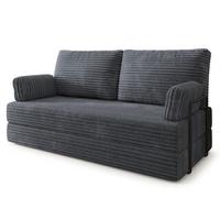 BETTSOFA SILAR aus Schaumstoff Kordstoff Grau Schlaffunktion - Dunkelgrau, Textil (170/86/80cm) - MASSENO