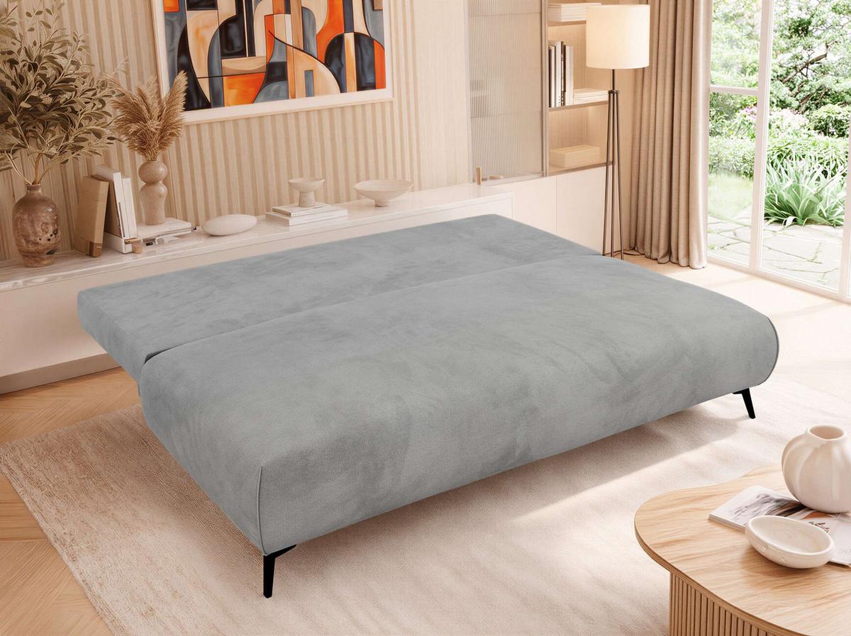 3-SITZER SOFA VIRENO - Hellgrau Velvet - Hellgrau/Schwarz, Textil/Metall (197/95/102cm) - MKS