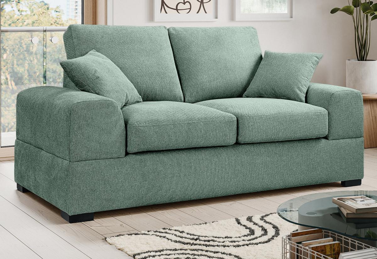 SOFA petrol Strukturstoff, Couch 2-Sitzer 182 cm mit Premium Kaltschaum - Petrol/Schwarz, Holz/Textil (182/90/93cm) - Inn.Furn