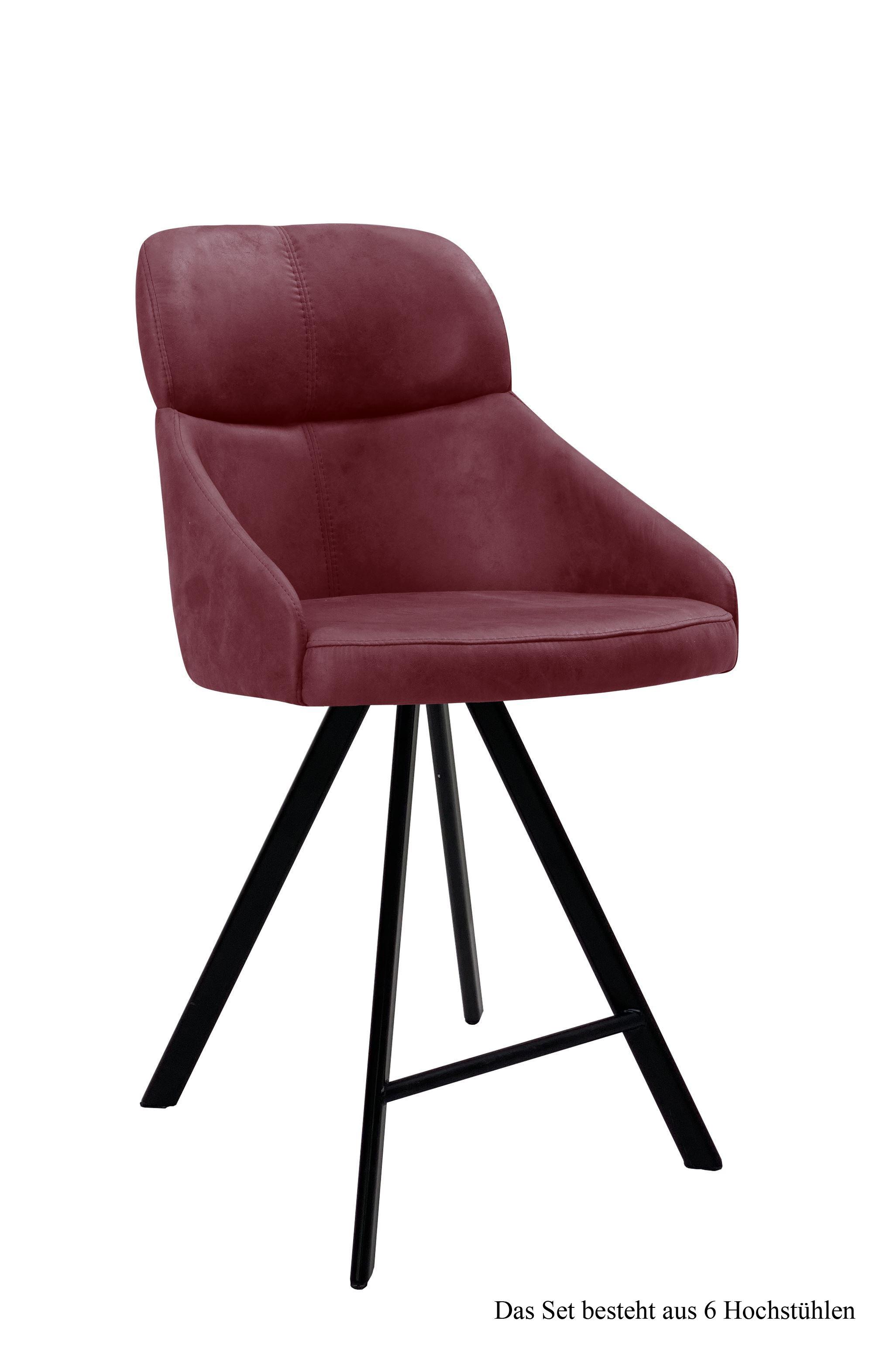 THEKENSTUHL drehbar (6er-Set) Diljana 52x99x63 Schwarz/Marsala - Brombeere/Schwarz, Kunststoff (63/99/52cm) - 58aufmkessel